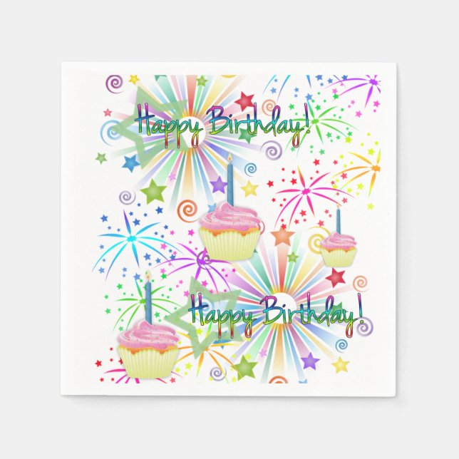 Joyeuses serviettes en papier d'anniversaire (Devant)