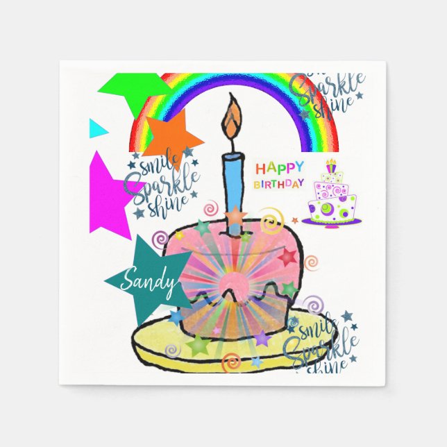 Joyeuses serviettes en papier d'anniversaire (Devant)