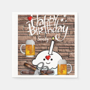 Joyeuses serviettes en papier d'anniversaire, biè