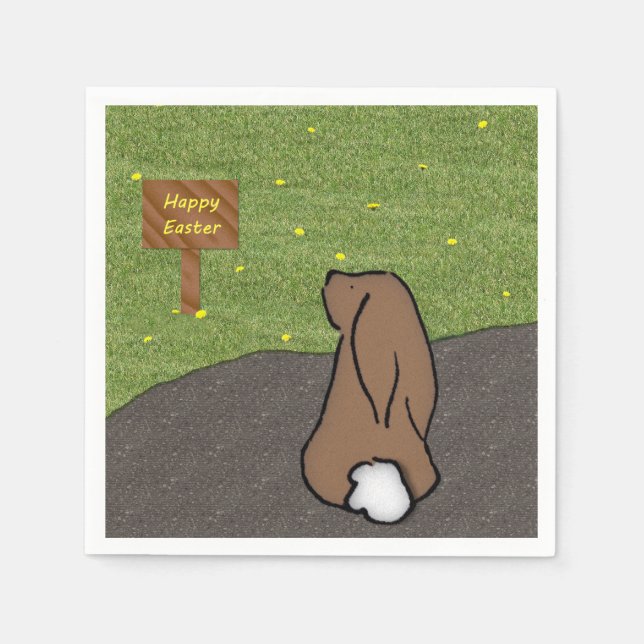 Joyeuses serviettes en papier lapin de Pâques (Devant)