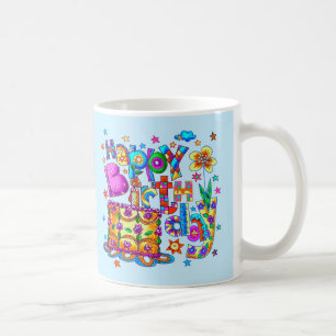 Joyeuses tasses de gâteau d'anniversaire