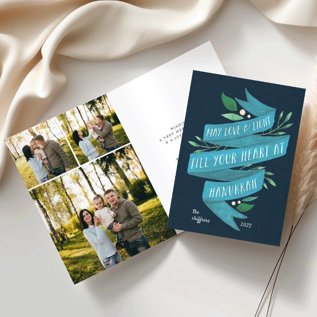 Joyeuses Tidings | Carte Hanoukka avec photos inté (Créateur téléchargé)