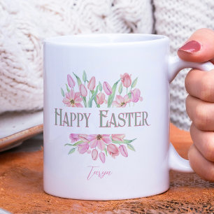 Joyeuses Tulipes d'aquarelle de Pâques Mug de Pâqu