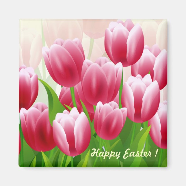 Joyeuses Tulipes de Pâques Magnets cadeaux de Pâqu (Devant)