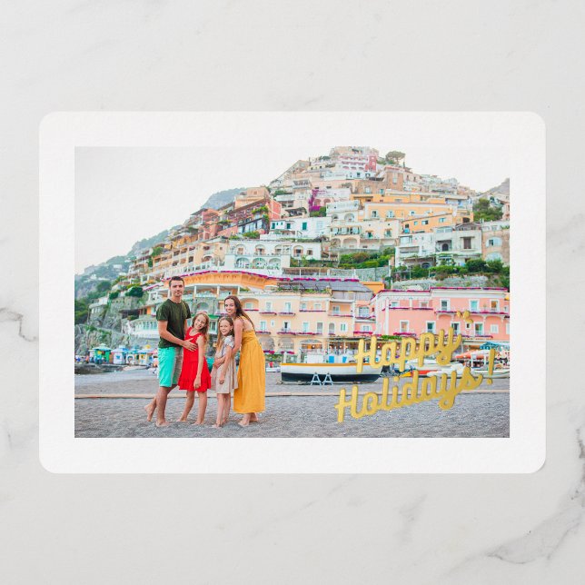 Joyeuses vacances 4 Photo Famille Vacances Or (Recto)