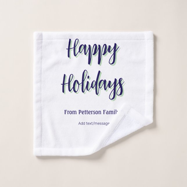 Joyeuses vacances bleu vert Noël élégant moderne (Gant de toilette)