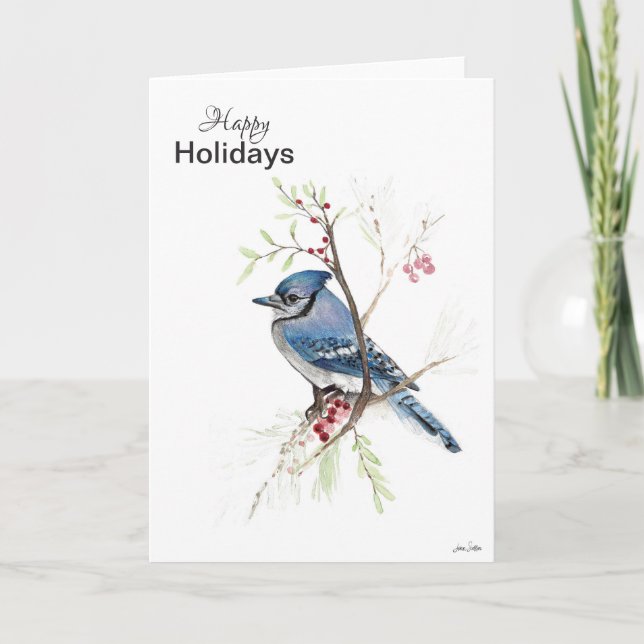 Joyeuses vacances Blue Jay Carte de vacances (Devant)