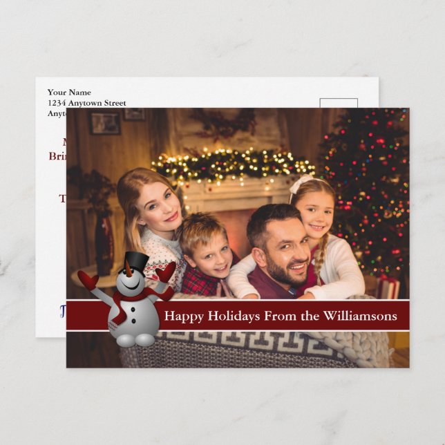 Joyeuses Vacances Carte Pleine Photo Avec Joli Sno (Devant / Derrière)