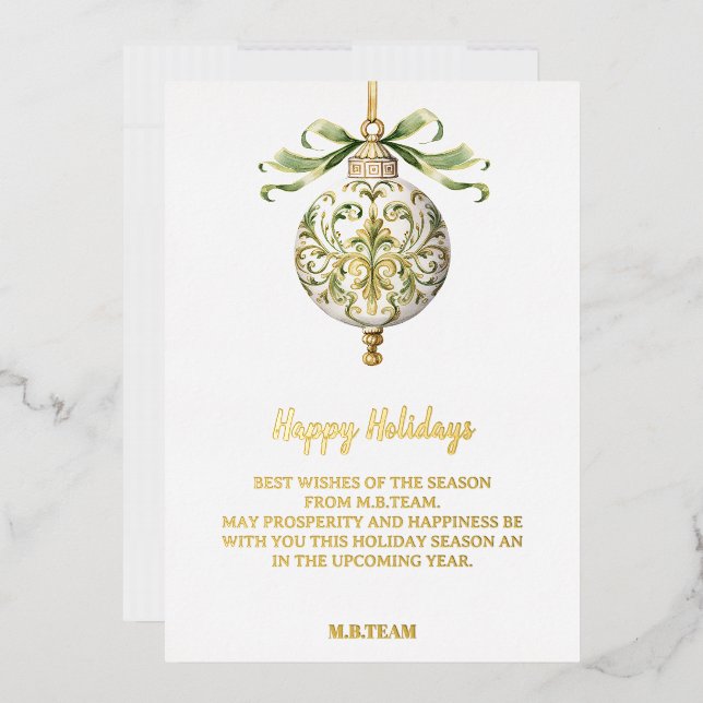 Joyeuses Vacances Gold White Business Holiday Card (Enveloppe)