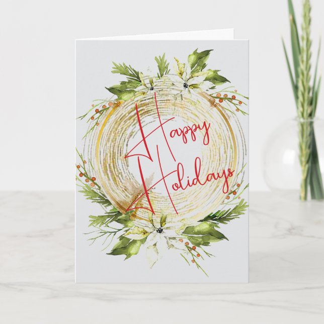 Joyeuses Vacances Gold Wreath Carte de voeux de No (Devant)