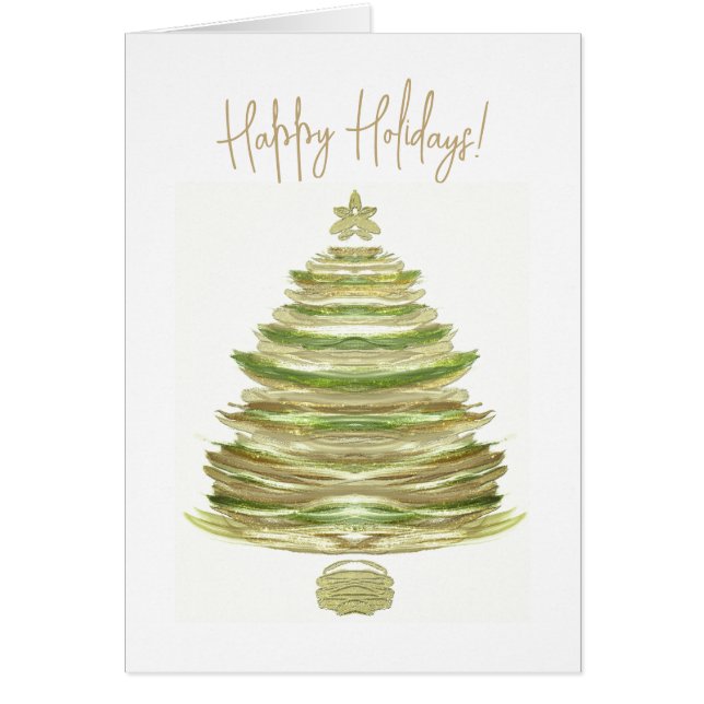 Joyeuses vacances Golden Green Christmas Tree Card (Devant)