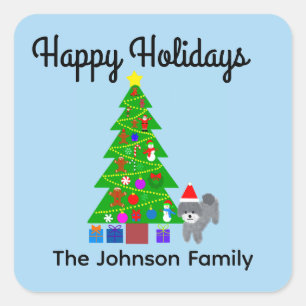 Joyeuses vacances Gris Poodle Noël #5 Stickers