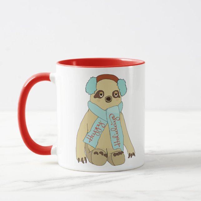 Joyeuses vacances Jolie Noël Sloth Coffee Mug (Gauche)