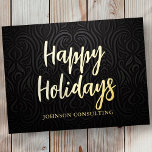Joyeuses vacances Moderne Elégant noir Damas<br><div class="desc">Votre logo d'entreprise peut être ajouté à l'arrière. Modifiez le message de vacances,  le nom commercial ou le nom de l'entreprise. Disponible ici : http://www.zazzle.com/selectpartysupplies</div>