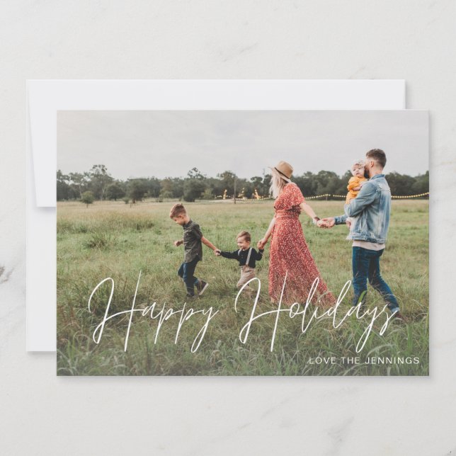 Joyeuses Vacances Moderne Script Photo 2 Card (Devant)