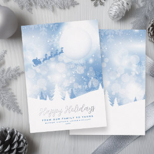 Joyeuses vacances Père Noël Script Blue Snow Real