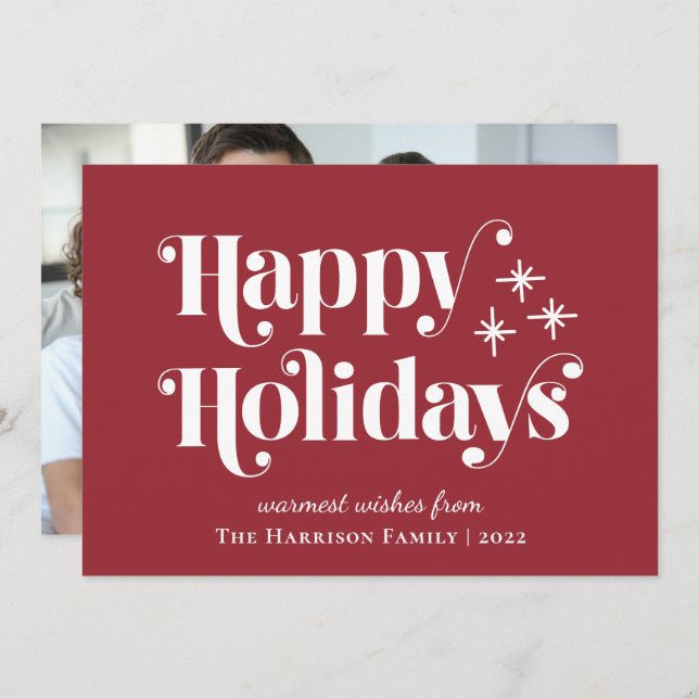 Joyeuses vacances Photo Rouge (Devant / Derrière)