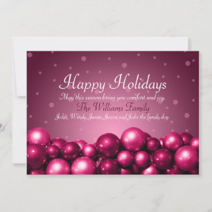 Joyeuses Vacances Pink Ornaments Carte Plat