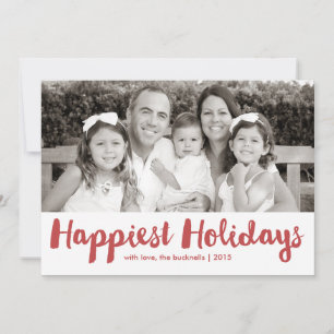 Joyeuses vacances Rouge Script Carte photo de Noël