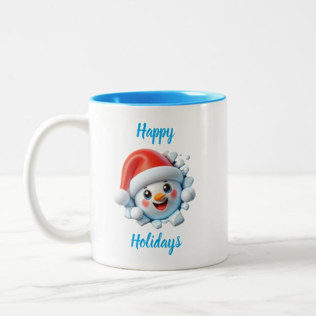 Joyeuses vacances Snowman 3d Mug (Gauche)
