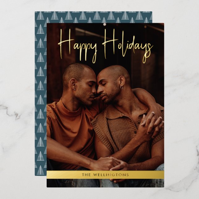 Joyeuses vacances Turquoise Moderne Calligraphie N (Recto/Verso)