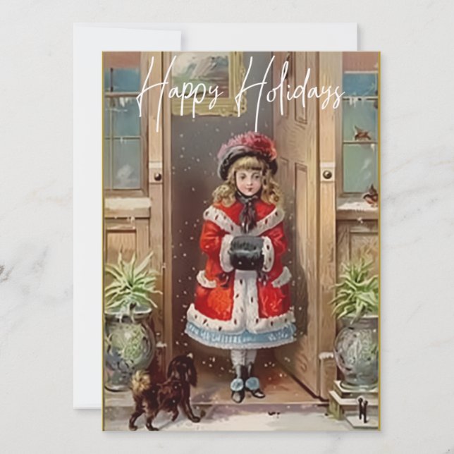 Joyeuses vacances Victorian Girl Greeting Card (Devant)