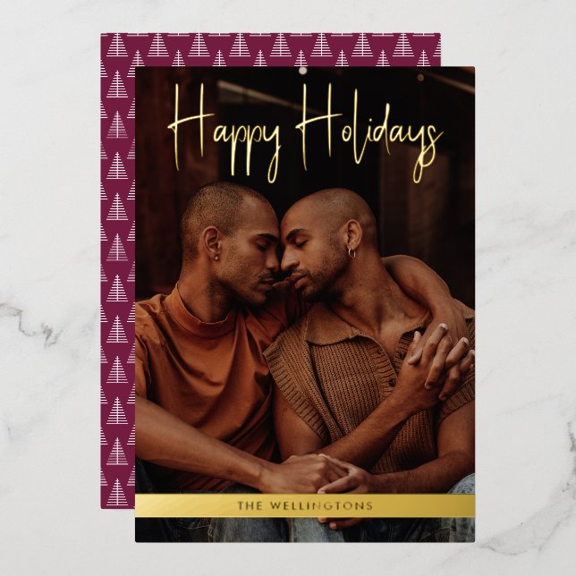 Joyeuses vacances violet moderne calligraphie Noël (Recto/Verso)