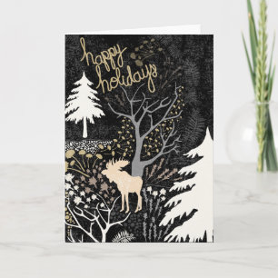 Joyeuses vacances Woodland Moose Carte de vacances