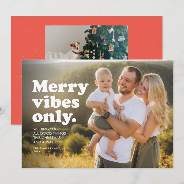 Joyeuses vibes seulement fun rétro vacances carte  (Devant / Derrière)