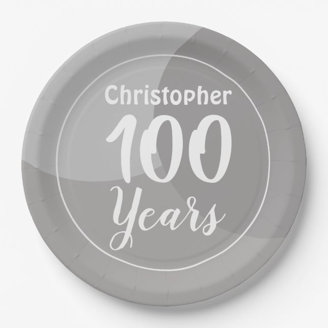 Joyeux 100e Anniversaire Assiette en Papier (Devant)
