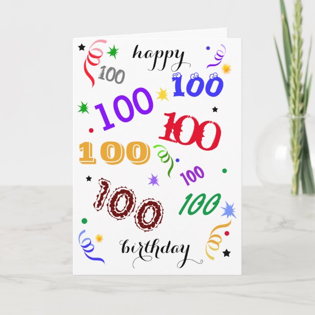 Joyeux 100e anniversaire - Wowza! Carte de voeux p (Devant)