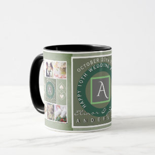 "Joyeux 10e anniversaire"6 photos Tin color Mug