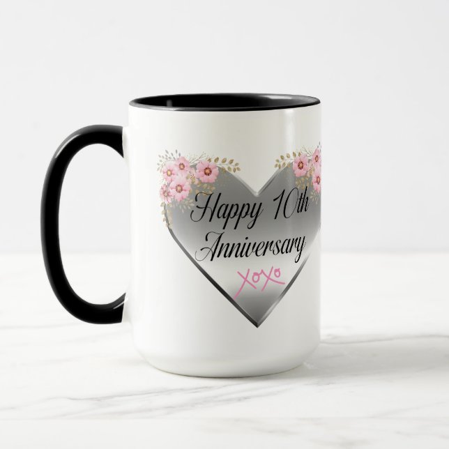 Joyeux 10e anniversaire Mariage Mug à deux tons 15 (Gauche)