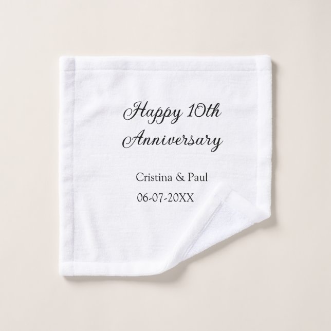 Joyeux 10e anniversaire simple nom de mariage mini (Gant de toilette)