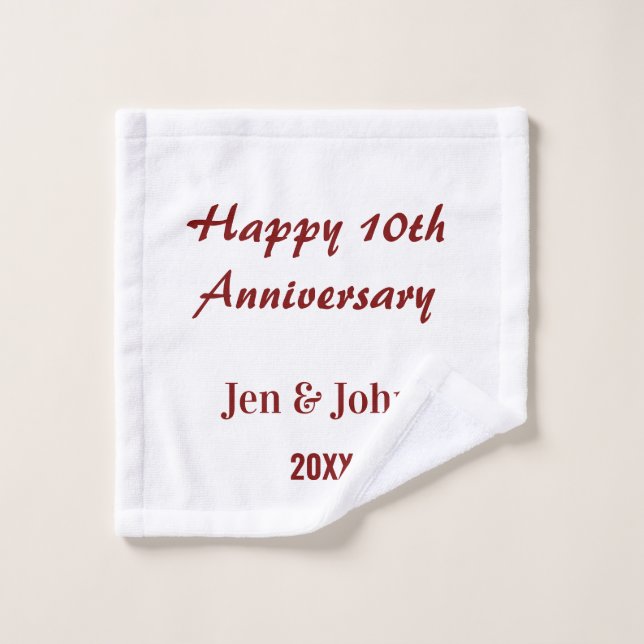 Joyeux 10ème anniversaire de mariage mauve nom sim (Gant de toilette)