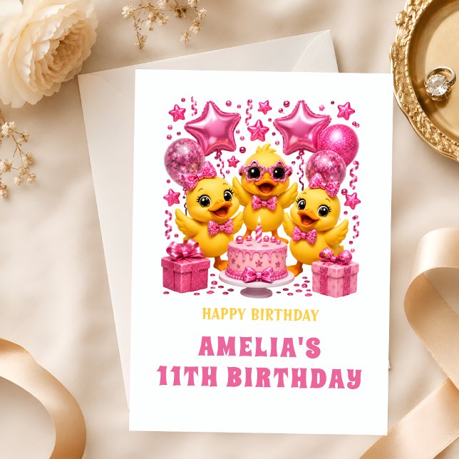 Joyeux 11e Anniversaire Carte de Fête Rose pour Ca (Créateur téléchargé)