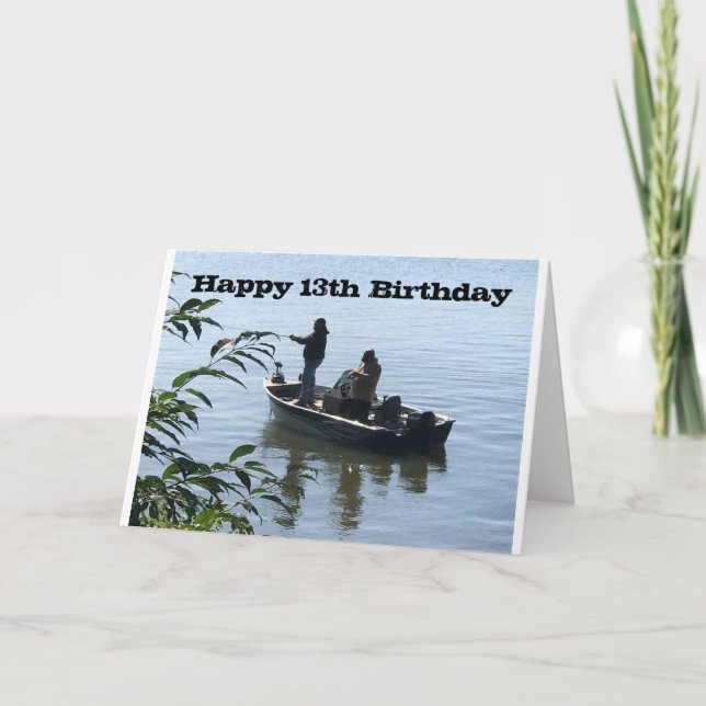 Joyeux *13e ANNIVERSAIRE *PÊCHEUR* Carte (Devant)