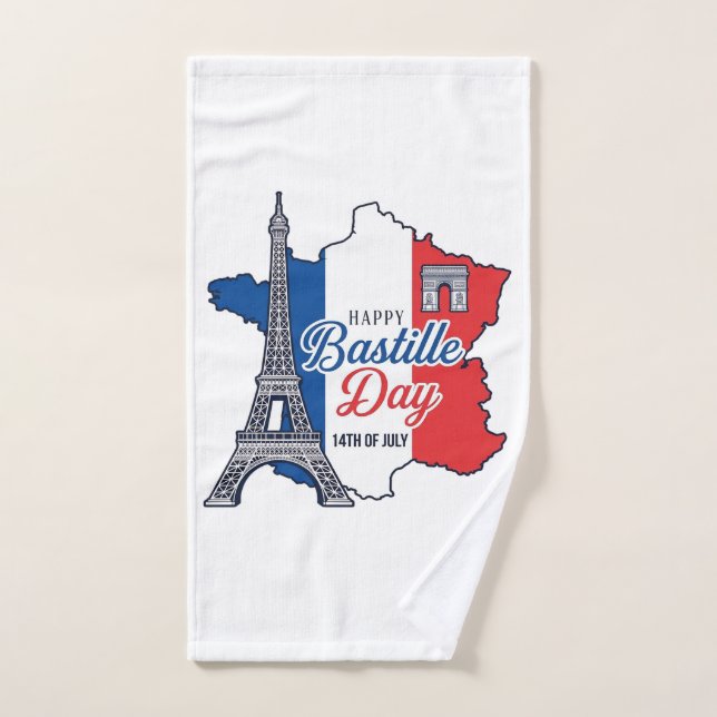 Joyeux 14 juillet France Carte Tour Eiffel Vector_ (Serviette à main)