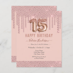 Joyeux 15e anniversaire des gouttes de diamant ros