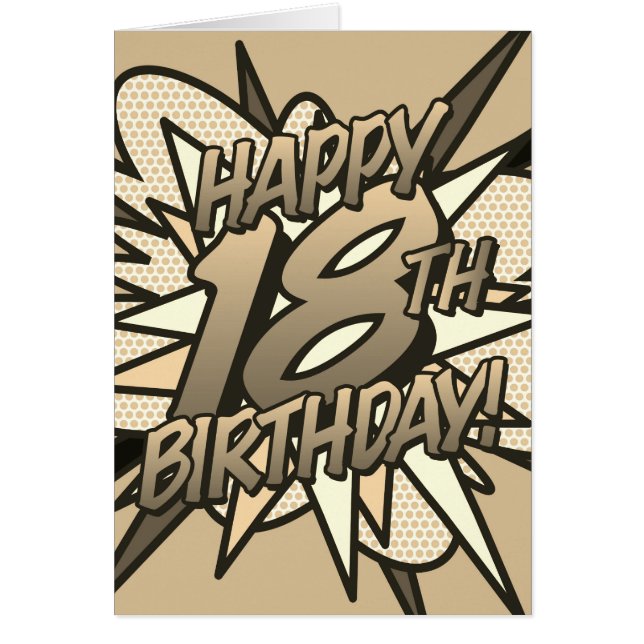 Joyeux 18e ANNIVERSAIRE Bande Dessinée Pop Art Vin (Devant)