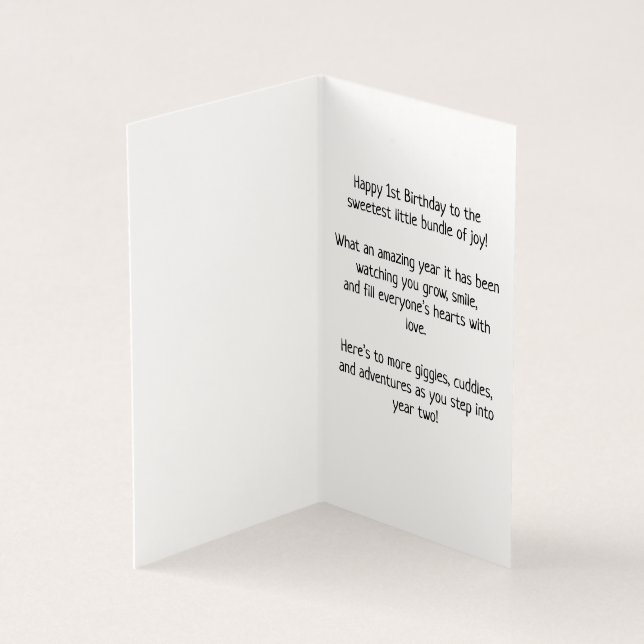 Joyeux 1er anniversaire - Carte pour enfants (Inside)