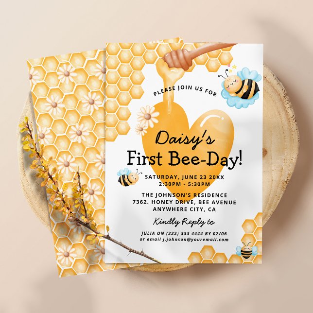 Joyeux 1er anniversaire de l'abeille ! Invitation  (Créateur téléchargé)