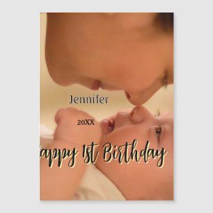 Joyeux 1er anniversaire enfants bébé mère noir jau