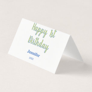 Joyeux 1er anniversaire enfants bébé vert bleu pas