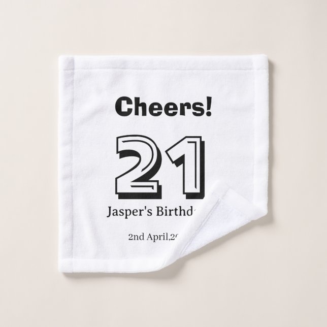 Joyeux 21 anniversaire nom en lettres grasses cade (Gant de toilette)