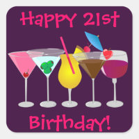 Joyeux 21e anniversaire de fête Boissons Stickers