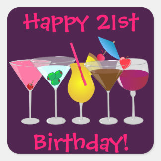 Joyeux 21e anniversaire de fête Boissons Stickers