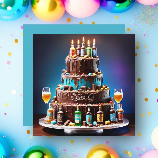 Joyeux 21e Anniversaire Gâteau Liquor (Celebrate someone's 21st birthday with this unique birthday cake!)