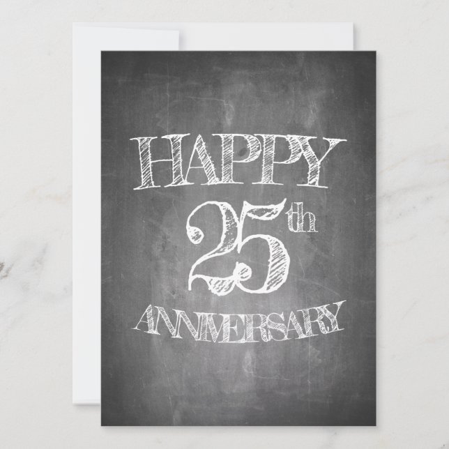 Joyeux 25e anniversaire sur le tableau de craie (Devant)