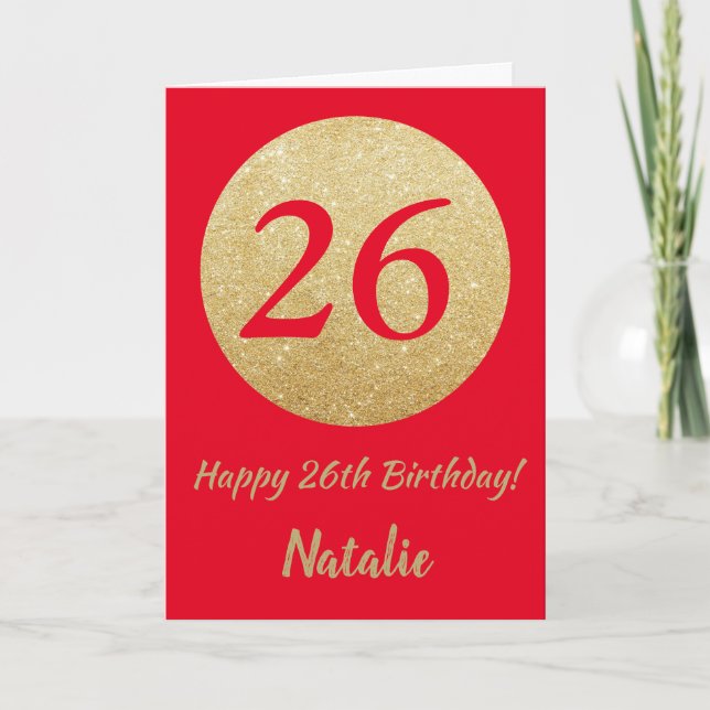 Joyeux 26e Anniversaire Carte de félicitations Rou (Devant)
